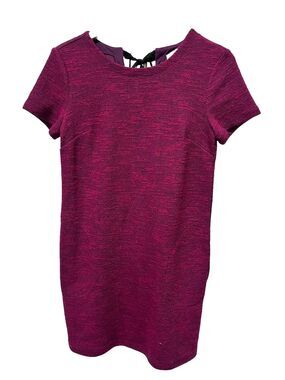 Ann Taylor Loft Red Tweed Shift Dress Ribbon Sz 4 Career Wear Office Boucle